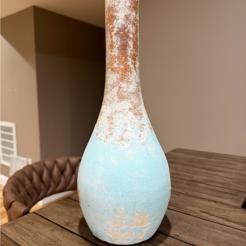 14” Blue and Brown Vase